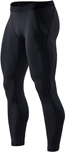 TSLA Men's UPF 50+ Compression Pants, UV/SPF Running Tights, Workout Leggings, Cool Dry Yoga Gym Clothes, Active(mup39) - Black, Medium
