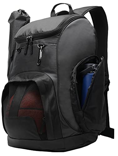 MIER Large Sports Backpack with Pocket for Swim, Outdoor, Gym, Basketball, 40L, Black